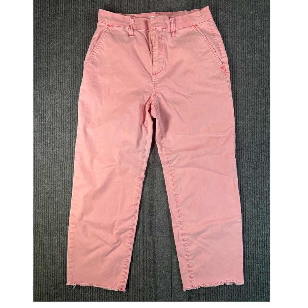 Carve Designs Pink Tencel Organic Cotton Raw Hem Cropped Pants Chinos Size 6
